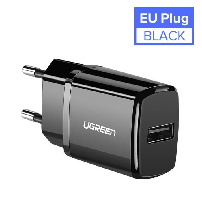 Chargeur téléphone,Ugreen — Chargeur USB 5V 2,1 pour iPhone X, 8, 7, iPad,  charge rapide, adaptateur mural UE pour - Black[B7535] - Cdiscount  Téléphonie