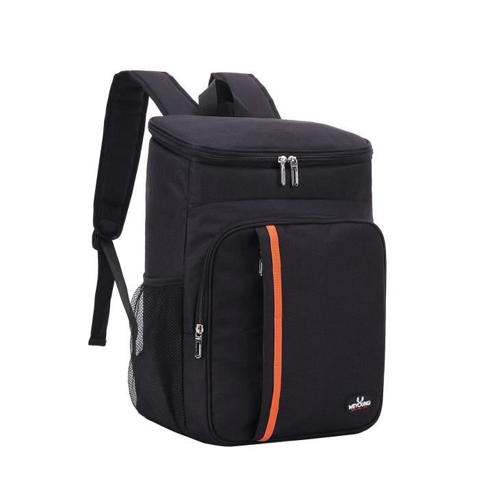 sac à dos isotherme à glacière 22l,sac de pique-nique sac isotherme portable cooler backpack bag, couleur: noir