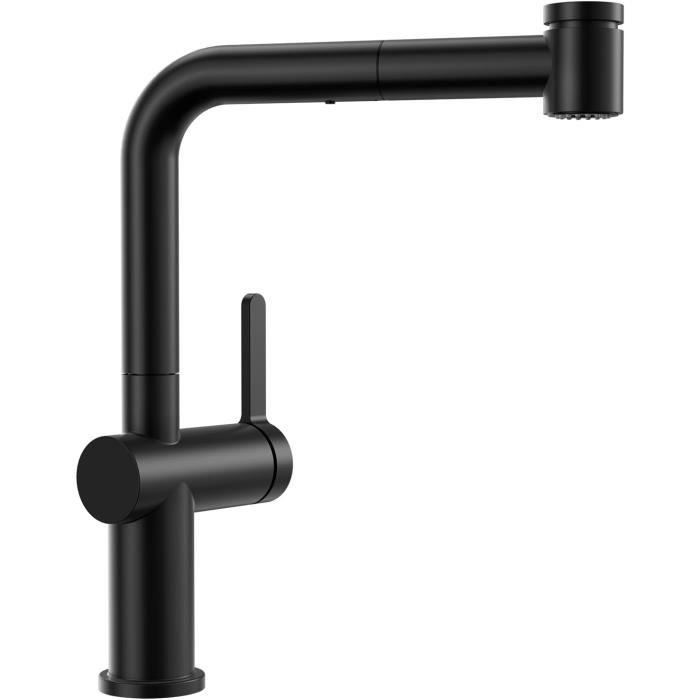 CECIPA Robinet De Cuisine Noir Avec 2 Types De Jet D'eau, Mitigeur Flexible De Cuisine Noir, Robinet D'évier De Cuisine En Acier Inoxydable, Robinet D' évier De Cuisine Noir, Robinet D'évier 360