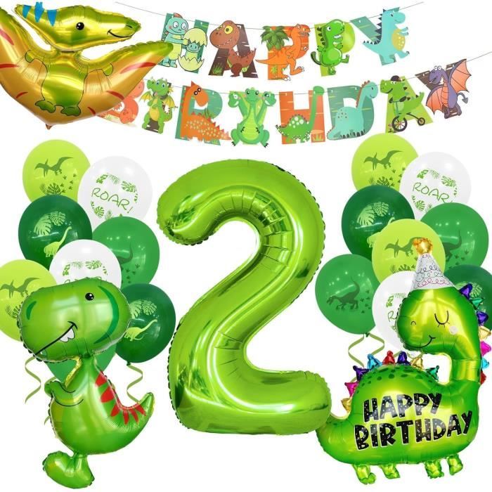 Kit Décoration Anniversaire Dinosaure 4 Ans - Ballons Géants, Bannières Et Accessoires Pour Fête Garçon