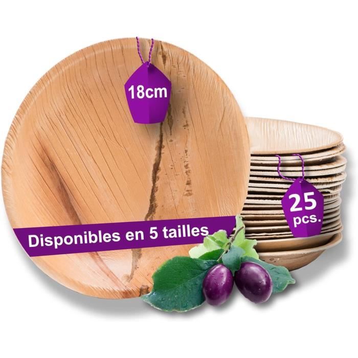 Assiettes Palmier Waipur 50 Pièces 20x20cm - Vaisselle Jetable écologique