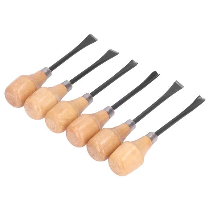 Lot De 8 Ciseaux à Sculpter Le Bois Professionnels En Acier Au Chrome Vanadium – Manches En Noyer Noir, Avec Pierre à Aiguiser Et Boîte De Rangement En Bois