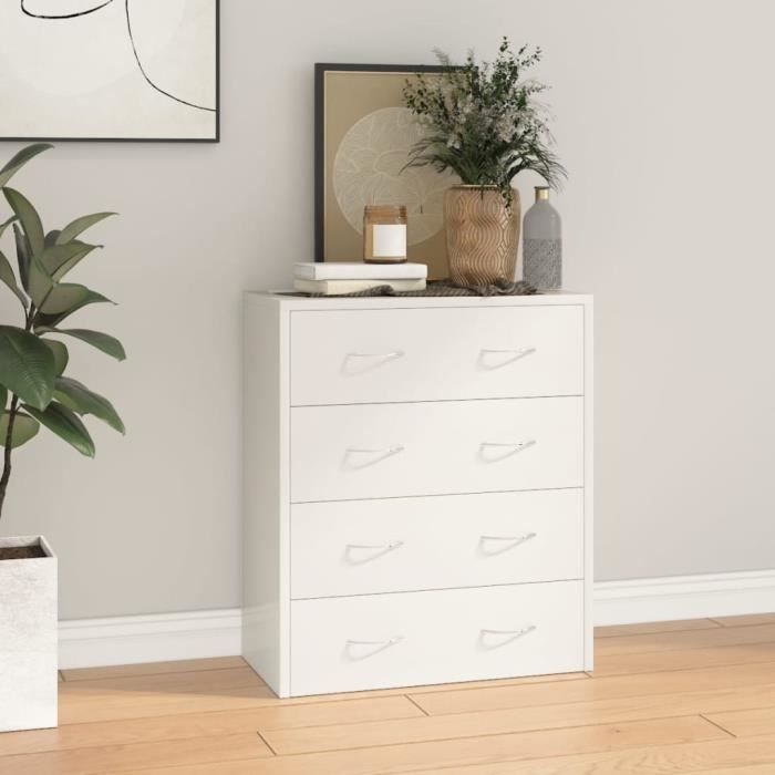 Buffet - ESTINK - 85433 - 4 tiroirs - Blanc brillant - 60x305x71 cm