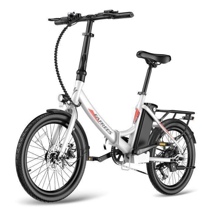 velo electrique pliable Fafrees F20 Light 20 pouces Autonomie 65km Shimano 7 vitesses Batterie 36V14.5Ah blanc