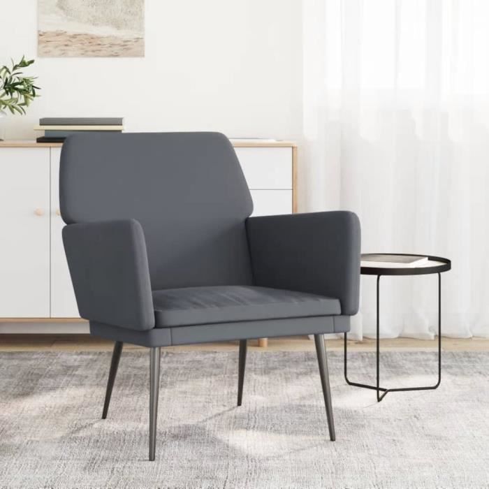 famirosa fauteuil gris foncé 62x79x79 cm velours-373