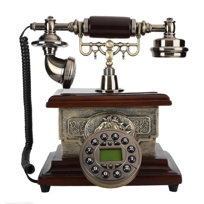 Téléphone Fixe Rétro à Cadran Rotatif - Design Vintage, Gros Boutons, En ABS, Fonctionnel Avec Ligne Classique
