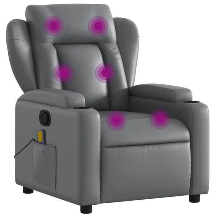 BAO Fauteuil de massage inclinable Gris Similicuir - 7658796982449 ...