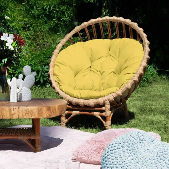 chaise - generique - fauteuil de jardin en osier cler - blanc - naturel - extérieur