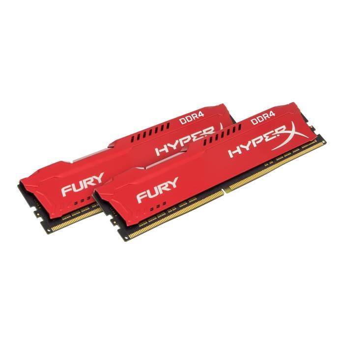 Vente Memoire PC HyperX FURY DDR4 16 Go: 2 x 8 Go DIMM 288 broches 2933 MHz - PC4-23400 CL17 1.2 V mémoire sans tampon non ECC rouge pas cher