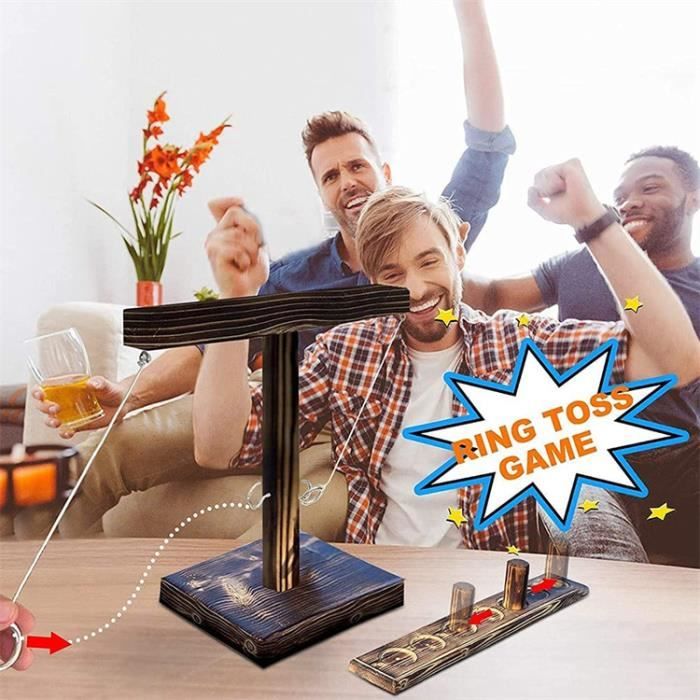 Hook Ring Toss Game Enfant, Jeu D'anneau De Lancer en Bois Crochets