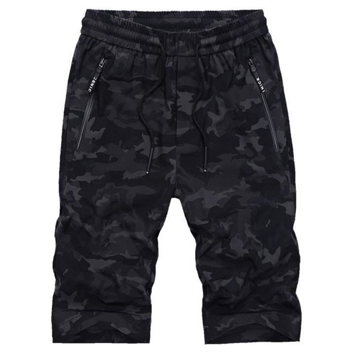 pantacourt-cargo-de-camouflage-homme-taille-elastique-pantalon-3-4