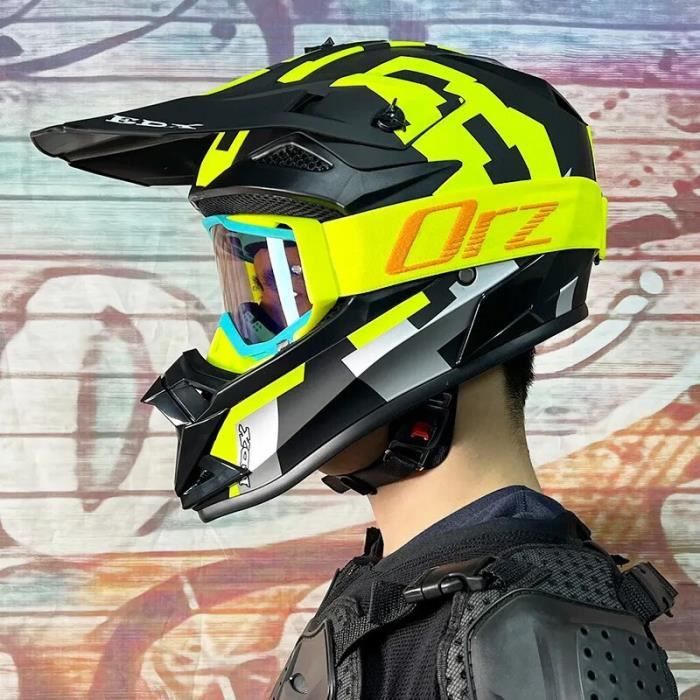 Jaune- Casque de Motocross pour Adulte Casque Tout-Terrain VTT Véhicule Tout-terrain Descente