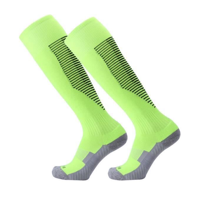 Chaussettes de Football Enfant 1 Paire Chaussettes de Sport Protection Respirantes Antidérapant - Vert