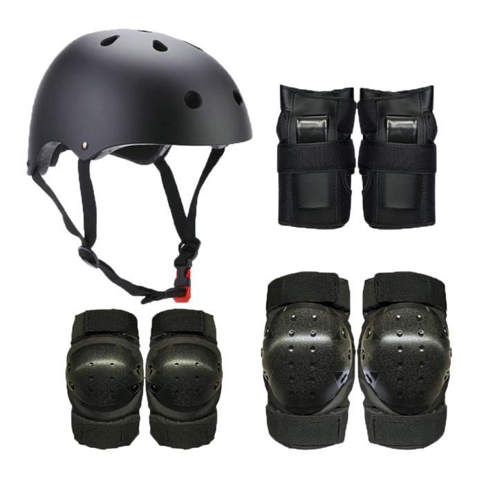 Sports équipement de Protection pour Vélo Kit de Protection avec Casque  Genou Coude Poignet de Sécurité Pad Guard Noir M - Cdiscount Sport
