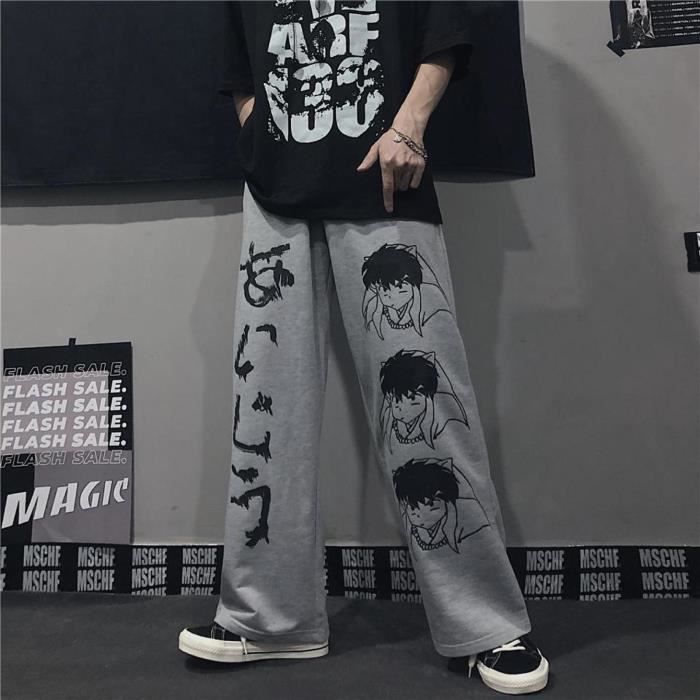 Pantalon en Jean déchiré pour homme, Streetwear, droit et décontracté, avec  imprimé de dessin animé, Harajuku