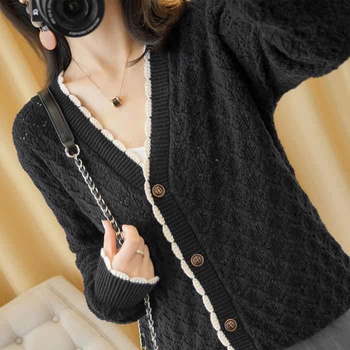 Gilet Cardigan Dentelle Caroll Blanc - Taille 42/44 (T2), 55% Coton 45% Acrylique, Neuf Sans étiquettes