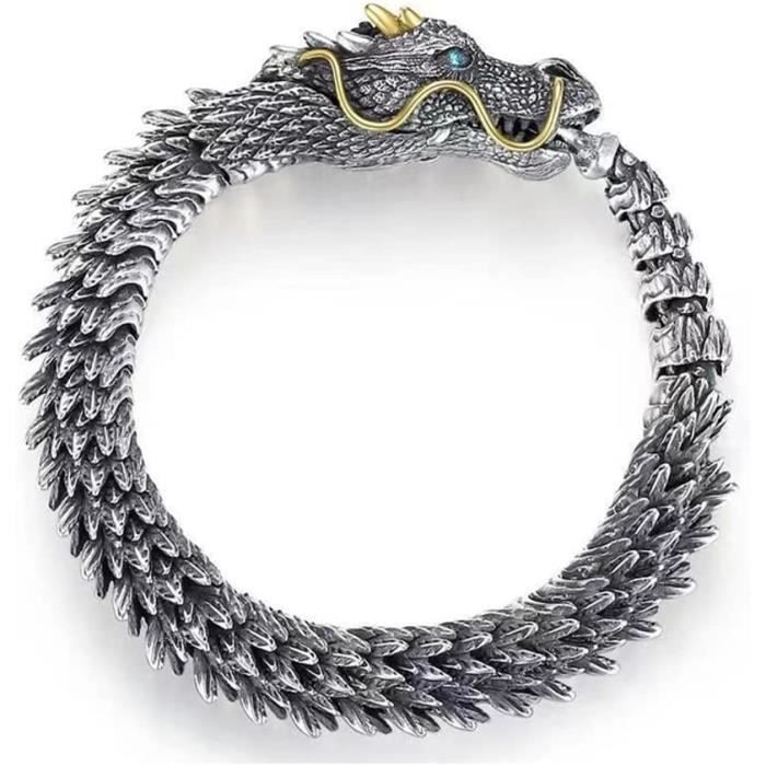 Bracelet Cuir Dragon Viking - Totem Celtique Adjustable Pour Homme Vintage