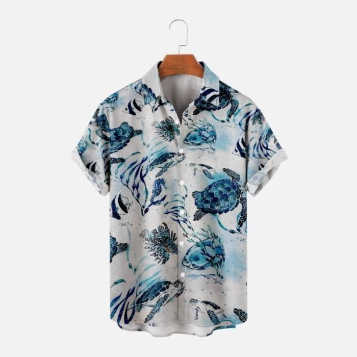 Chemise Hawaïenne Homme FANSU - Grandes Tailles S à 5XL, Polyester Léger, Imprimé Floral - Pour Plage, Vacances, été