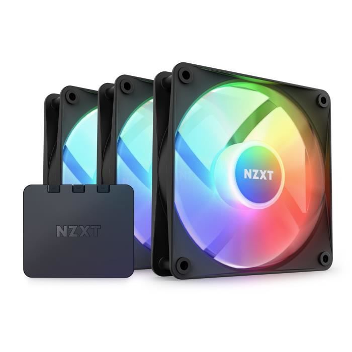 NZXT F120 Core RGB Triple Pack (Noir) - Pack de 3 Ventilateurs 120 mm RGB PWM avec contrôleur RGB