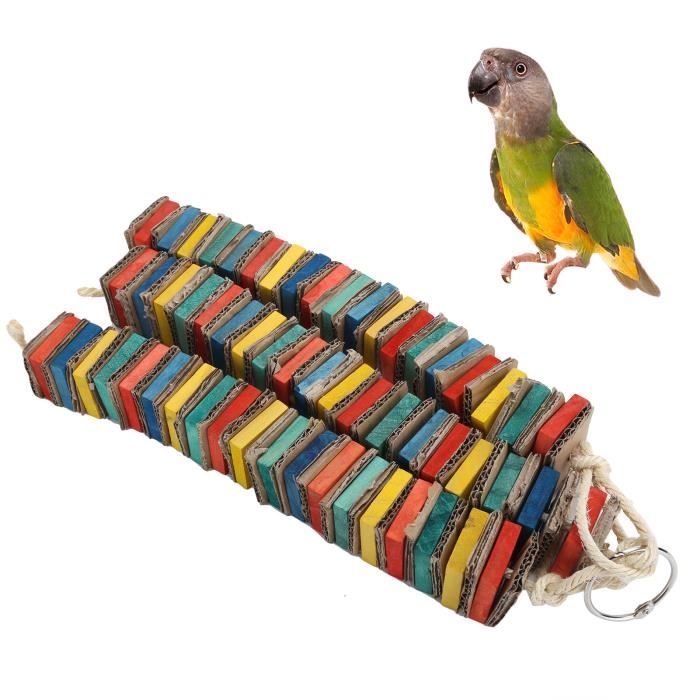 Jouet à mordre pour perroquets - OMABETA - Grand - Bois coloré - Sûr et non toxique - Attire lattention
