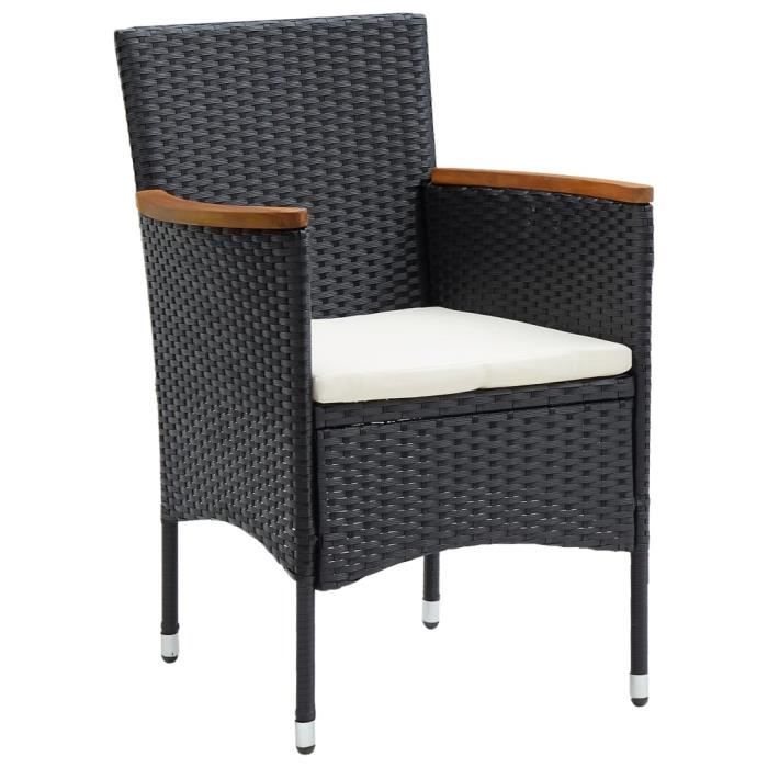 GARS Chaises de salle à manger de jardin 4 pcs Résine tressée Noir Noir(5108)
