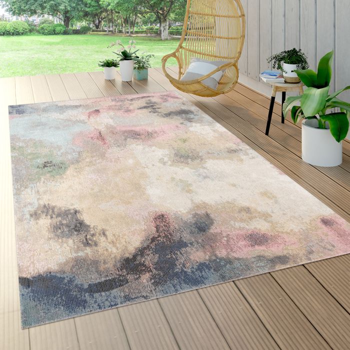 Tapis Extérieur Paco Home 160x220 Cm - Beige Uni Boho - Lavable En Machine - Pour Terrasse Jardin Salon