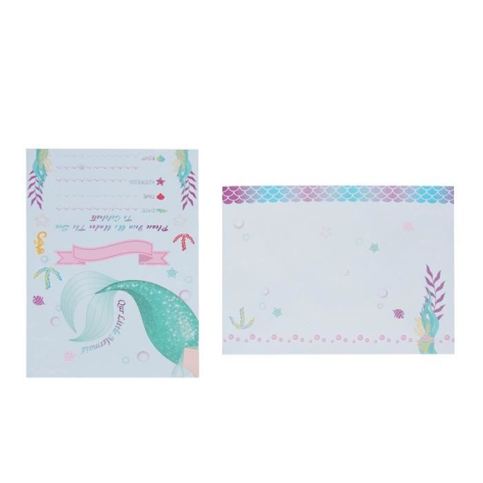 24 Ensembles Mignonne Invitation Anniversaire De Sirene Carte Cartoon Fournitures De Fete Avec Enveloppe Pour Rideau De Douche Cdiscount Beaux Arts Et Loisirs Creatifs