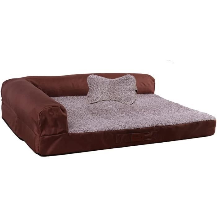 Comparer les prix de RAIKOU Canapé pour Chien, Lit pour Chien Intérieur, Lit pour Chien Chat Lavable et Antidérapant Deluxe Panier 100x80cm Marron