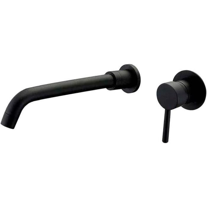Robinet Mitigeur Mural Noir Pour Lavabo – Série Genova, Encastrable, économique En Eau, Design Moderne