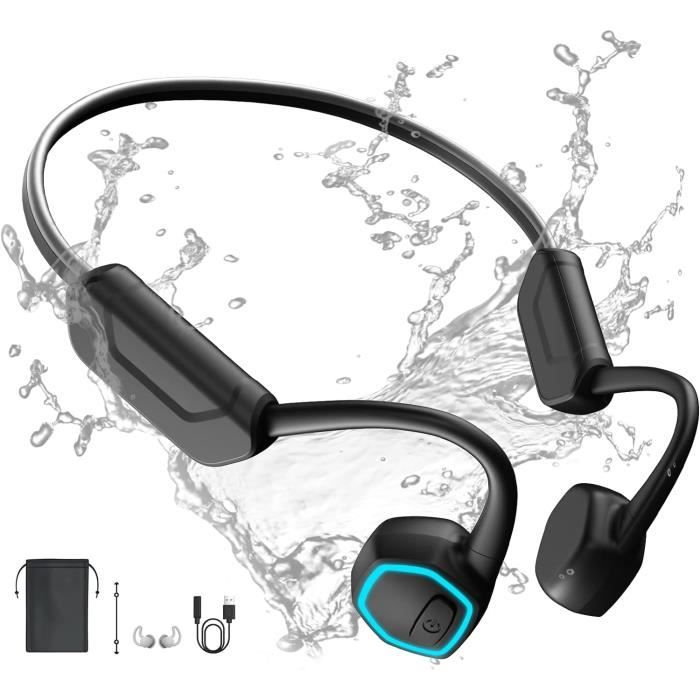 Casque Bluetooth à conduction osseuse, lecteur MP3, écouteurs de sport étanches IPX8 pour la natation avec mémoire de 32 Go Noir - TV Son Photo