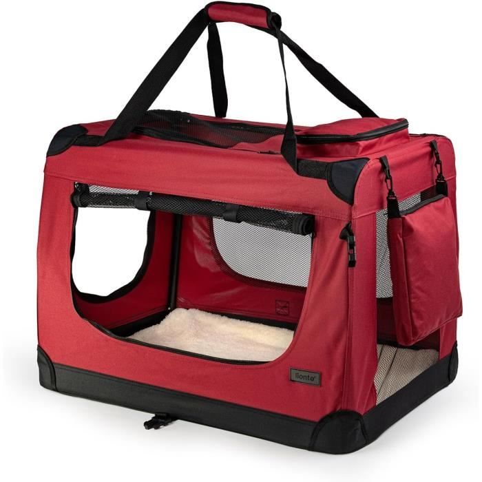 Meilleurs prix pour lionto Caisse de Transport Pliable pour Chien Voiture Box Sacoche, (XL) 82x58x58 cm Rouge foncé157