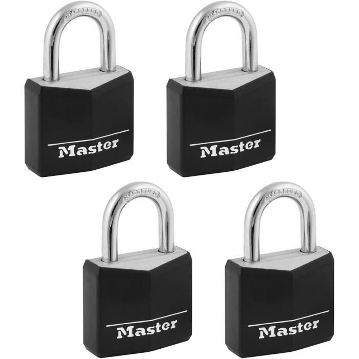 Lot De 4 Cadenas Master Lock 140Q à Clés Identiques - Laiton 40mm Résistant Pour Casiers, Valises