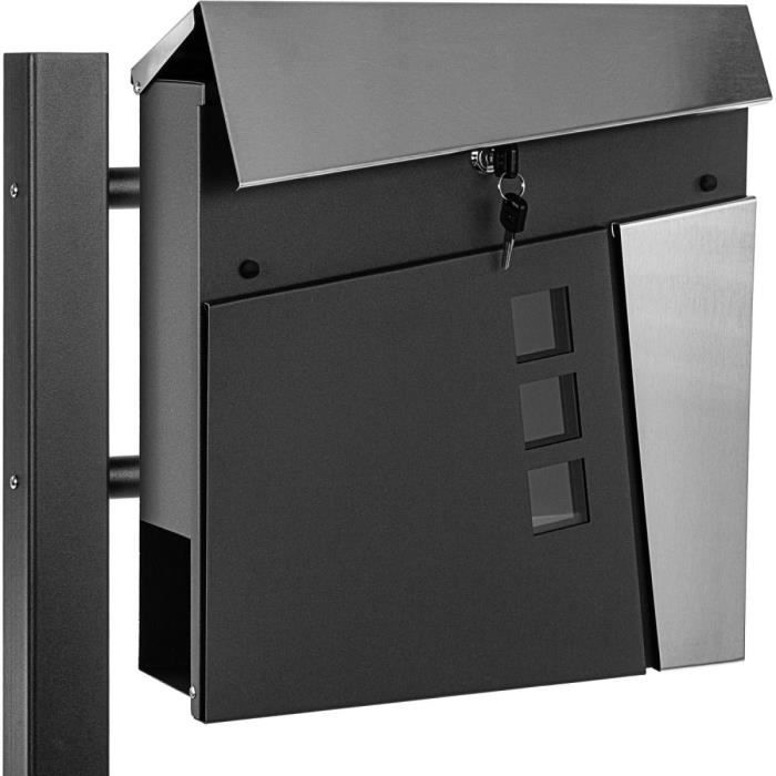 STILISTA® Boîte aux lettres sur pied "Le Caire", acier inoxydable, L 37 x H 37 x P 10 cm (hors pieds), anthracite