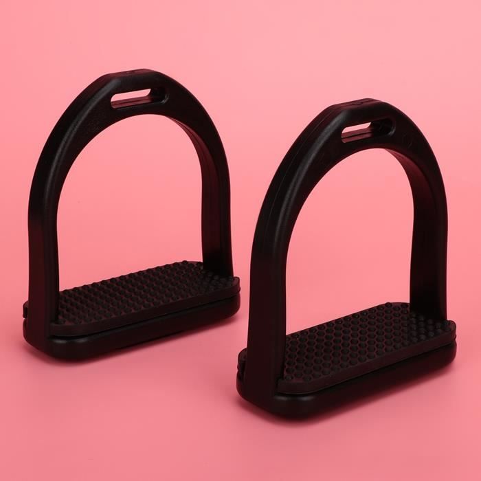 Cheval étriers, 2pcs Haute résistance étriers équestres avec Anti-dérapant Tapis en Caoutchouc pour équitation(L