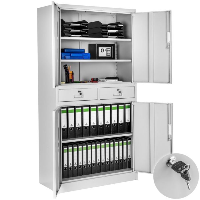 Armoire métallique - TECTAKE - armoire de classement metal cosmo spacieuse acier laqué époxy 80 x 180 x 40 cm - gris clair Armoire métallique - TECTAKE - armoire de classement metal cosmo spacieuse acier laqué époxy 80 x 180 x 40 cm - gris clair