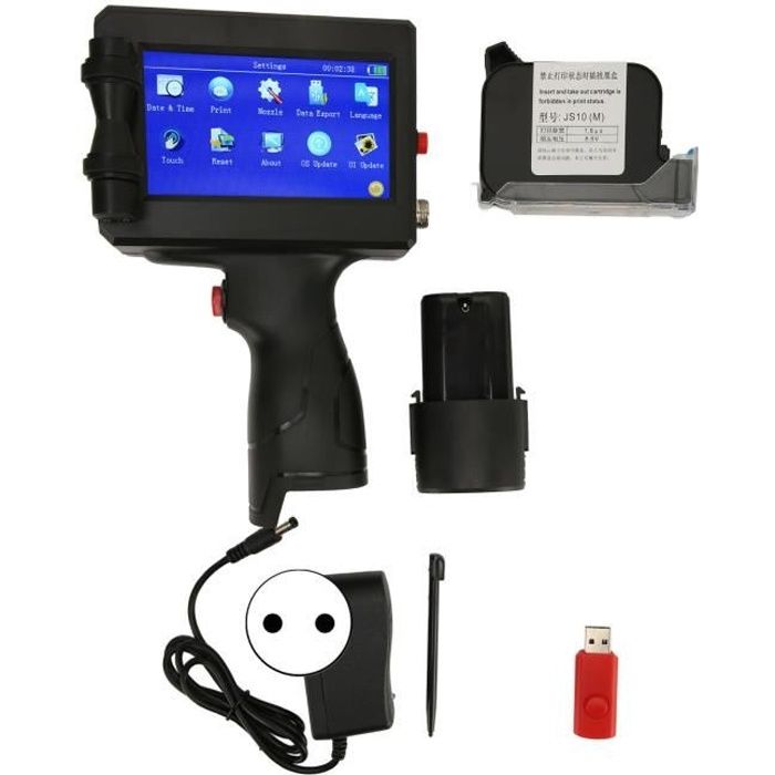 TMISHION Imprimante portable Imprimante à Jet Dencre Portable Machine de Codage à Jet Dencre informatique imprimante Prise UE