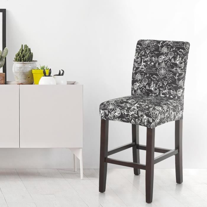 Housse De Chaise Elastique Couverture Siege Motif Imprime Tour De