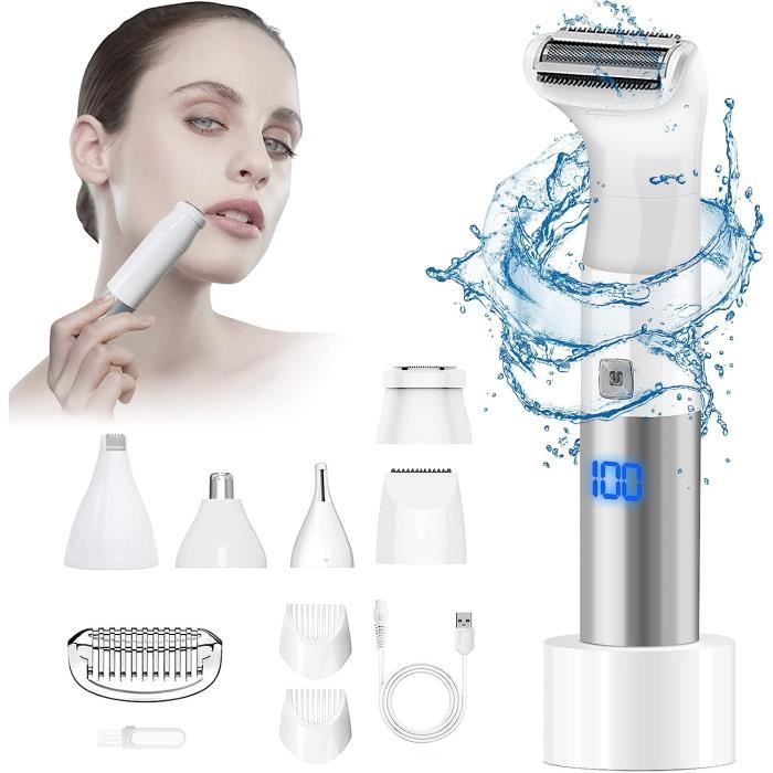 6 In 1 Rasoir Electrique Femme Rasoir Electrique Femme Sans Fil Flawless Tondeuse Femme Intime