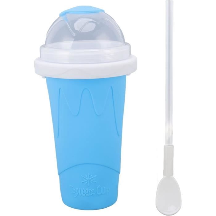 Herbst - Gobelet Slushy Maker 500 Ml - Silicone - Fabriquez Vos Granités Maison En 2 Min - Avec Cuillère-paille Et Brosse - Bleu