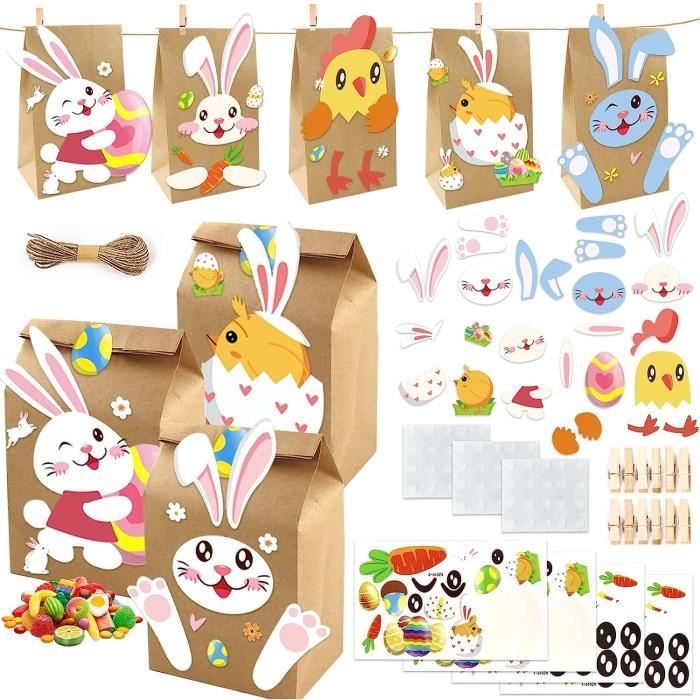 Pack Pâques 24 œufs à Remplir + 12 Lampes Doigt Projecteur LED + 2 Autocollants - Jouet Lumineux Décoratif Pour Chasse Aux œufs Et Cadeaux Enfants - Multicolore