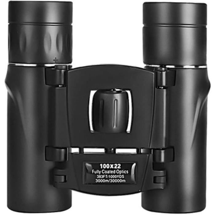 Jumelles Compactes Zoom 8x22 - Mini Télescope Pliable - Noir - Observation