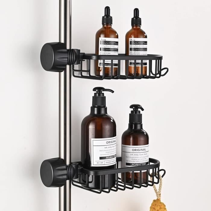 2 Étagères Douche Sans Perçage - Support Gel Douche Salle De Bain - 20cm - Collage Ou Vis