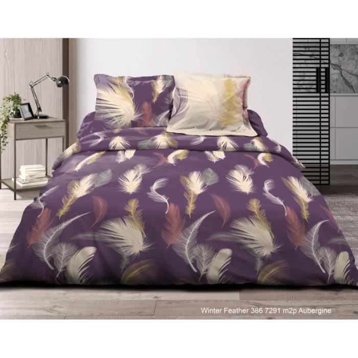 Pack Complet 4 Pièces Lit 1 Place 140x200 - 100% Coton 57 Fils/cm², Housse De Couette + Taies + Drap Housse - 8