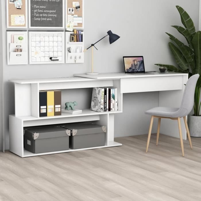 vidaXL Bureau dangle Blanc 200x50x76 cm Aggloméré
