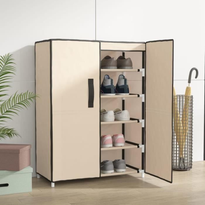 vidaXL Armoire à chaussures Crème 60x28x90 cm Tissu 337263