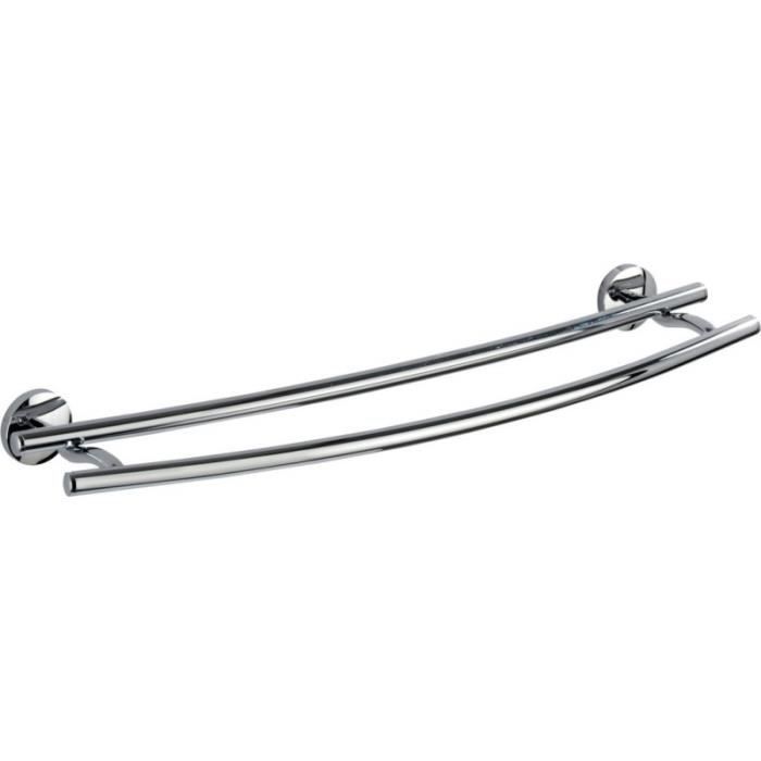 WENKO Porte Serviette Salle de bain mural 2 barres porte serviette murale Duo Cuba Zinc 58x5x14 cm Brillant