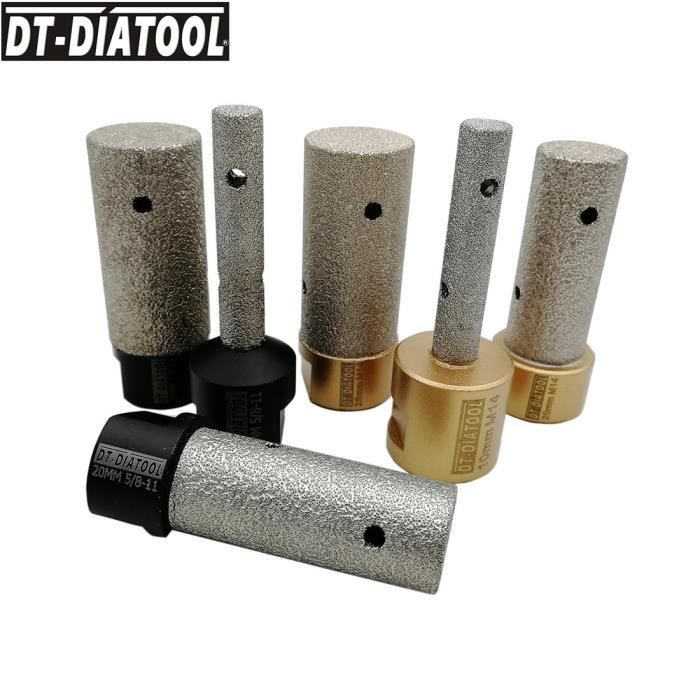 Email Diamant SHDIATOOL Forets Diamant 4PCS 25/35/50/68MM Brasé Sous Vide Et Trépans Avec Filetage M14 Pour Perçage à Sec En Porcelaine Carrelage Granit Marbre Foret Diamant Carrelage 6mm