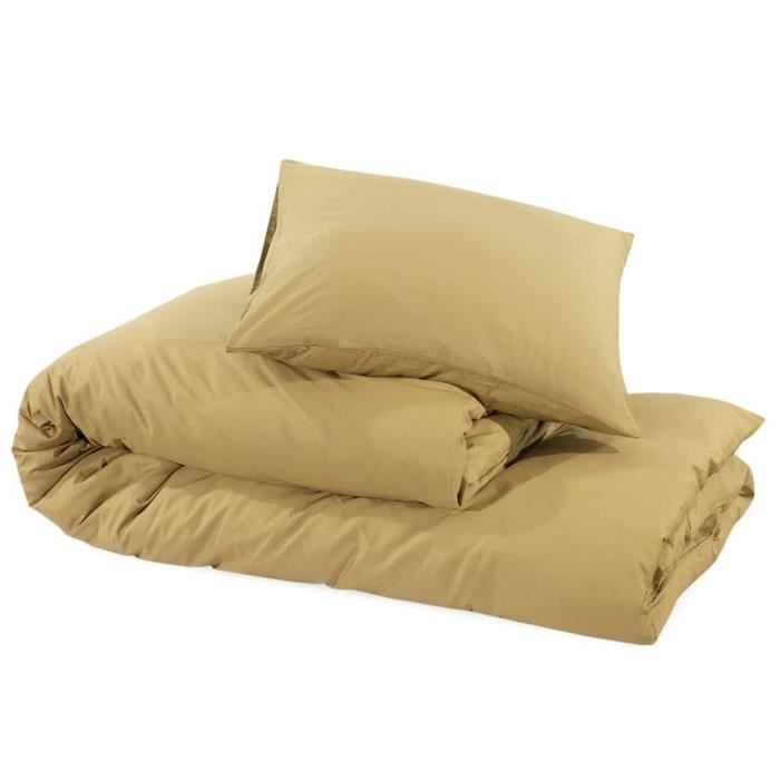 Ensemble de housse de couette Taupe 220x240 cm Microfibre | Leroy Merlin