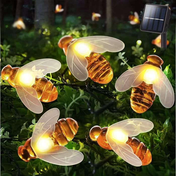 Guirlandes Solaires Abeilles - Déco Jardin Métal, Résistantes Aux Intempéries, Automatiques