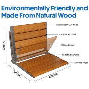 Banc De Douche Pliable En Bois Massif – Siège Mural Rabattable Blanc Pour Salle De Bain Ou Balcon